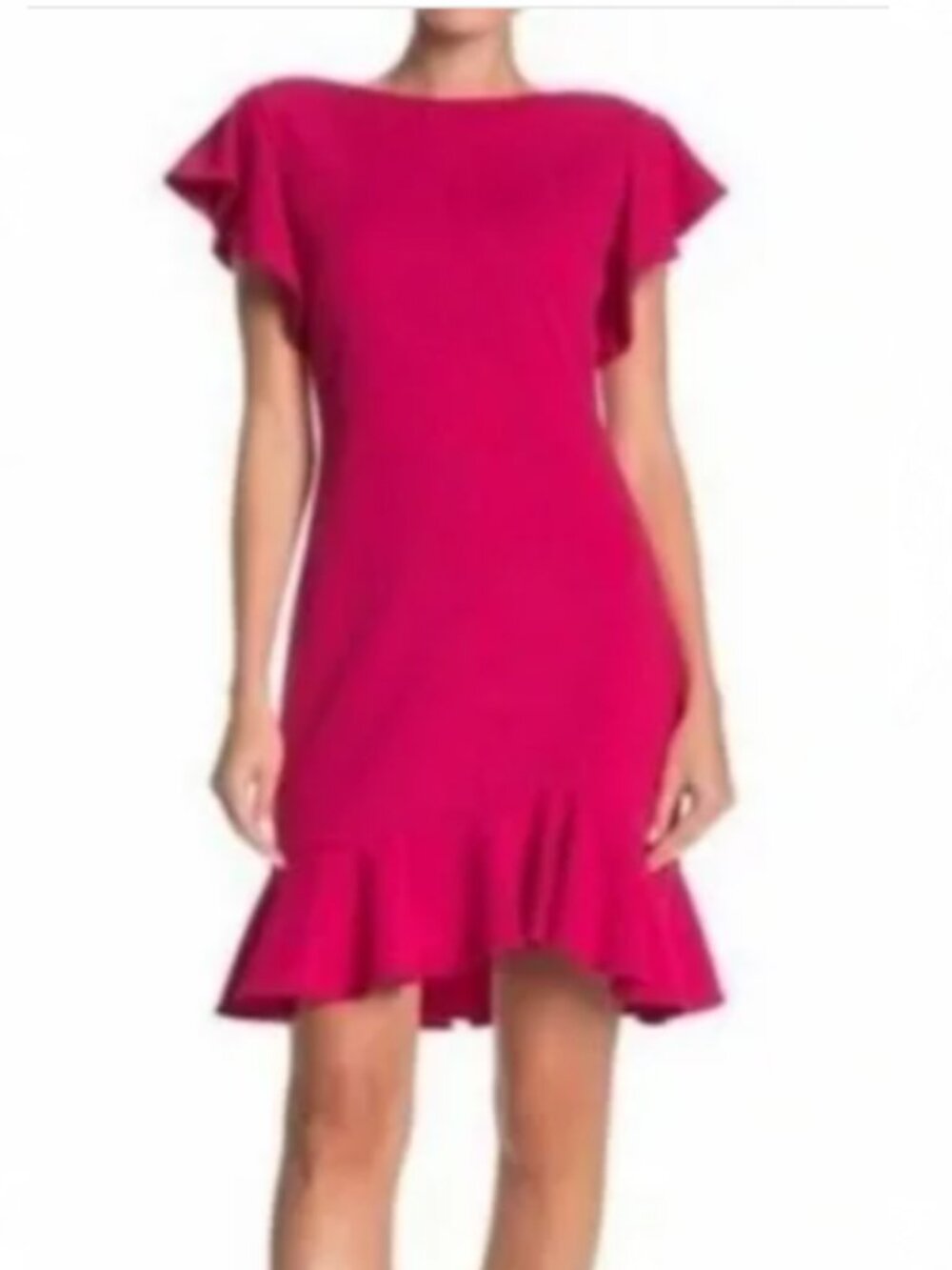 Pink Vince Camuto Flutter Sleeve Ruffle Hem Dress medium 8